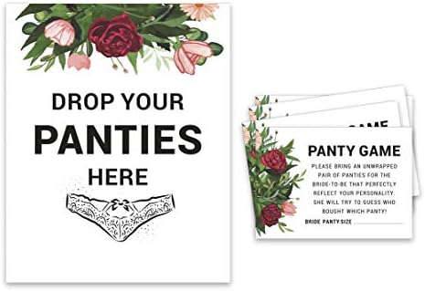 InkDotpot Bridal Chuveiro Jogo 1 Sign+ 30 Cartas de tamanho White Floral Greenery Girls Night Out Out Bachelorette Party Panty Game