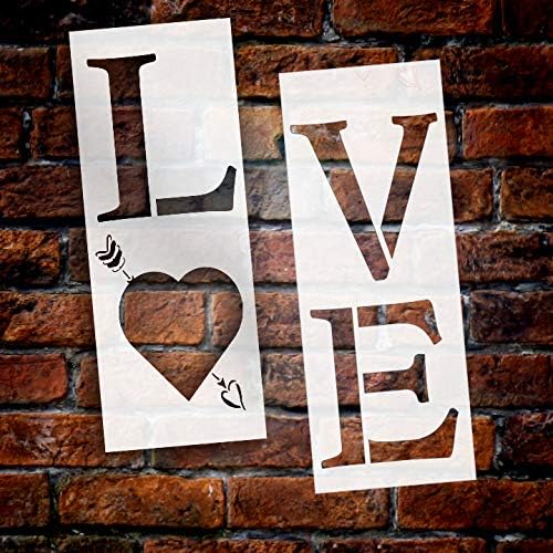Love Heart & Arrow Alpendy Stêncil por Studior12 | 2 peça | DIY grande decoração de casa vertical para o Dia dos Namorados |