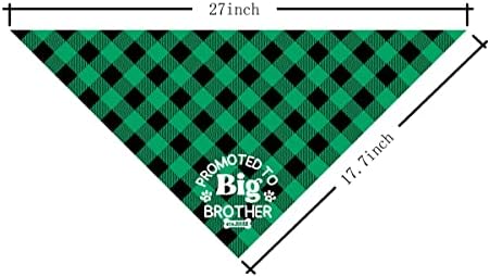 Promovido a ser Big Brother Brother Dog Bandanas, Anúncio de Pet Baby Senpa de gênero de gênero de gênero Acessórios, acessórios para lenços de estimação, presente de cães de cachorro Bandanas para festa de amante de cães, Green Plaid Bandana Gift