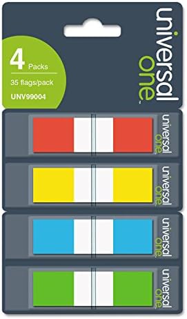 Sinalizadores de página 99004 universais, cores variadas, 35 bandeiras/dispensadores, 4 dispensadores/pacote
