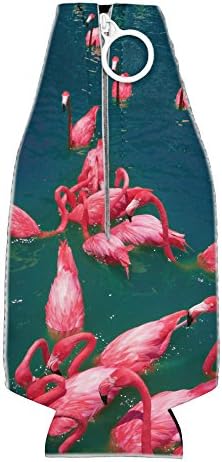 Tooloud Bright Pink Painted Flamingos Isolador de garrafa de neoprene dobrável em toda a impressão
