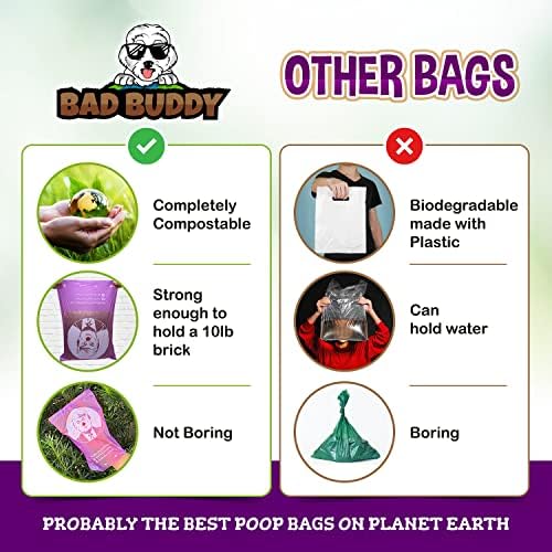 Bad Buddy Compostable Dog Poop Sacos, 240 sacolas, amigável à terra, espesso extra, à prova de vazamentos,