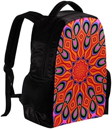 Mochila VBFOFBV para mulheres Laptop Backpack Back de viagens Casual, Mandala Orange Bohemian Ethnic
