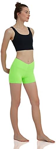 shorts de motociclista de sissycos V-Waist com bolsos para mulheres de controle de ioga de controle de barriga de retenção de shorts 4 / 6