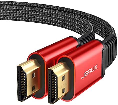 JSAUX 4K CABO HDMI 10 pés, Slim HDMI 2.0 Cabo de alta velocidade 18 Gbps HDMI para HDMI Support 3D, 4K@60Hz, 2160p, HD 1080p, Audio Return Ethernet compatível com TV UHD, PlayStation PS4 PS3-Red