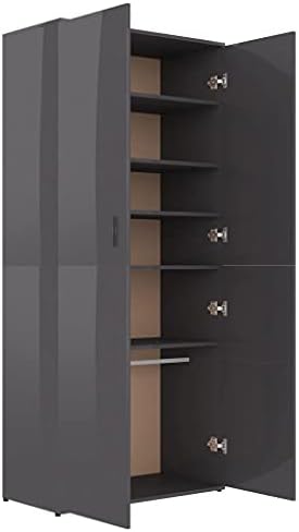 Golinpeilo Modern Shoe Storage Gabinet com 2 portas, 6 prateleiras e uma haste suspensa, 31,5 x15.4 x70.1 Armário de armazenamento