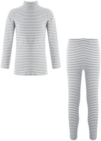 Oyolan Kids Inverno Térmico Roupa Defina Camisa de Listras de Manga Longa Com Bottom Boys Long Johns Roupfits 2 Pack