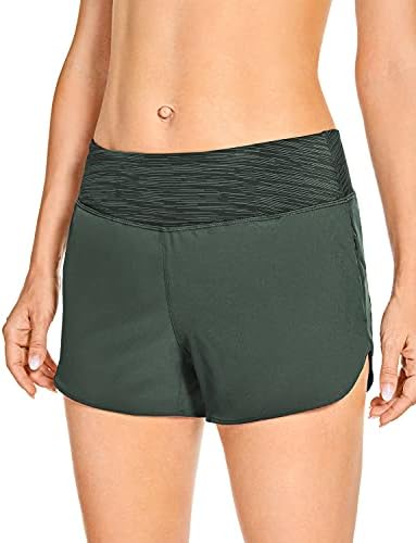 Crz Yoga Feminino Médio Médio Dolfinho de Golfinhos Dnosbres Runnados Com Chape de Pocket Shorts de treino atlético elástico de bolso - 3 '' '