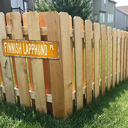 Lapphund PL Finlandês Pl Animal Street Sign personalizou seu texto Decorativo Wall Street Signo Finlandês Lapphund Sign para o bar Diner em casa Dutor de parede de parede 4x18 polegadas