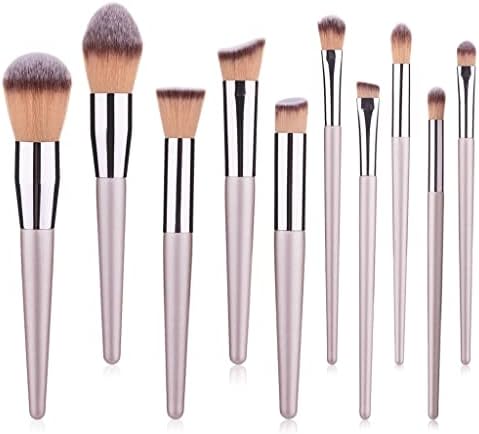 Slsfjlkj 10 Champagne Makeup pincel Conjunto de fundação em pó Blush Shadow Kabuki Blending Brush Beauty Tools