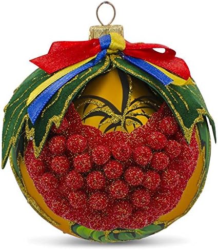 Kalyna Berries Ucraniano Bola de Vidro 3-D Ornamento de Natal de 3,25 polegadas