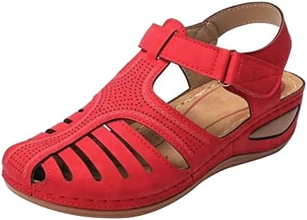 Mulheres sandálias vintage Sapatos casuais de praia europeia Americana Plus Size Anti-Slip Hollow Out fechado do pé fechado