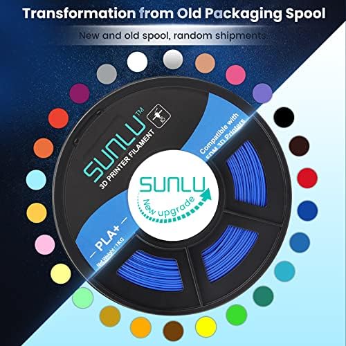 SUNLU 3D Filamento PLA mais 1,75 mm, SunLlu Filamento de PLA de ferida de 1,75 mm, PLA + Filamento para a maioria da impressora 3D FDM, precisão dimensional +/- 0,02 mm, 1 kg de bobo, azul