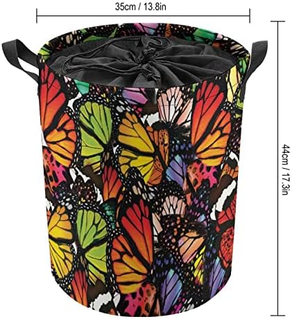 Colorido cesto de lavanderia colorido Butterfly Cesto grande cesto de lavanderia Organizador de brinquedos de cesta de armazenamento com alças