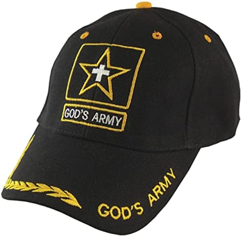 Gods Army Black Canvas Baseball Cap com bordado | Um tamanho se encaixa em todos | Gancho e fechamento de loop | algodão | Banda