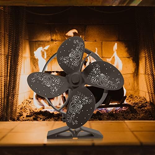 Veemoon Metal Fan Metal Christmas Calor fogão Fan: Fan Suplement Blades Black With Santa Design Design Christmas Fire