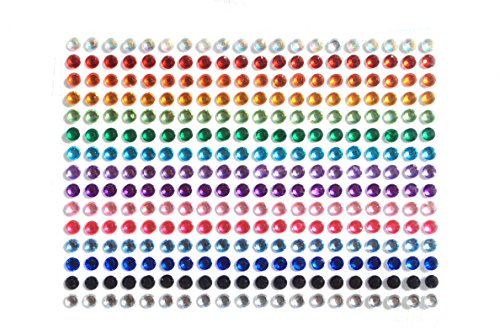 1200 peças 5 mm Multicolor Bling Strasss Startador 4Sheets Gem Diamond Auto -adesivo para artesanato DIY