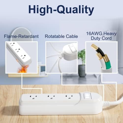 Power Strip Outdoor Strip Weatherrof, 6 pés Extensão externa Cabo