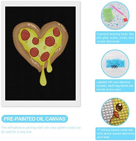 I Heart Pizza Heart Diamond Painting Kit Art Pictures Diy Drill Full Home Acessórios adultos Presente para decoração de parede em casa 12 x16