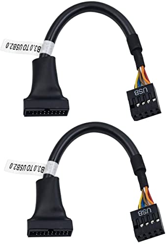 Waggs Alfândega USB 3.0 Cabeçalho para USB 2.0, 19 pinos Male a 9 pinos Feminino Adaptador de cabo Feminino Conversor