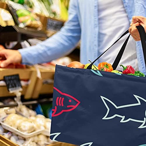 50l Shopper Bags Sharks Ocean Sea Caixa Caixa de compras colapsável Bolsa de mercearia com alças, reutilizável