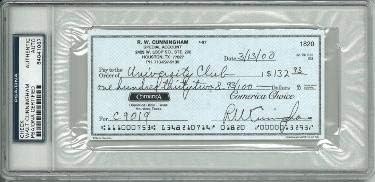 Walt/RW Cunningham assinou cheque pessoal 1820- encapsulado 84041067 - PSA/DNA Certificado - Assinaturas de corte histórico