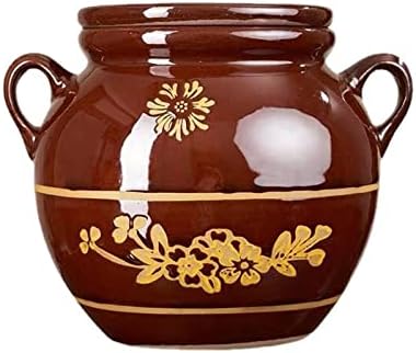 Capa cerâmica goobix arroz jar chá folha tanque de petróleo de petróleo de vinhos altar do cilindro tanque de água cerâmica arroz de arroz de cozinha arroz de arroz, 3kg