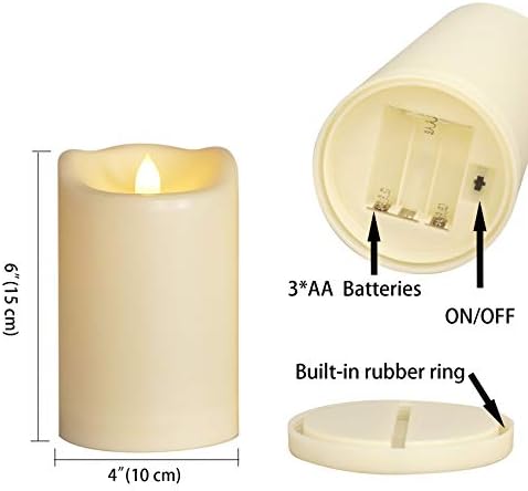Vela de pilar sem chamas operada por bateria com timer de controle remoto, plástico realista elétrico alto LED LED LIGHT para