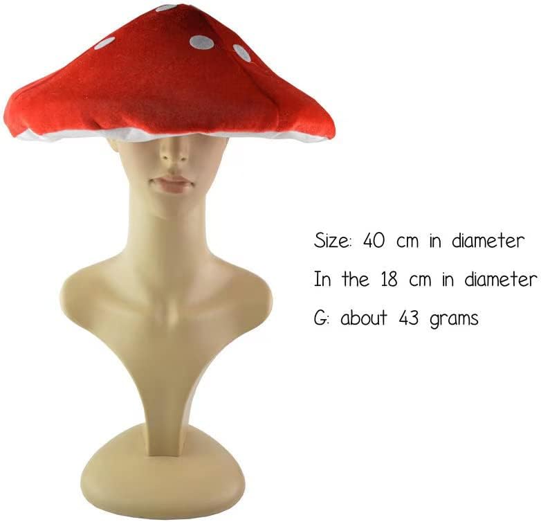 Hosfairy Red White manchado de cogumelo chapéu de luxo de cogumelo Cosplay Cosplay Acessório para Festas de Festas de