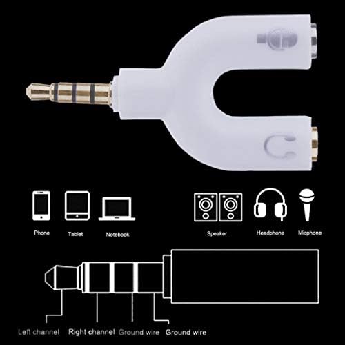 Adaptador em forma de U 3 3,5 mm de plugue de 3,5 mm Plug Cable Splitter Microfone 2 em 1 conector rotativo para smartphone