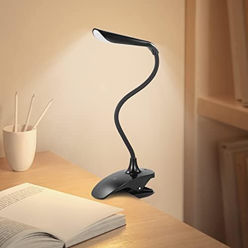 Luz de clipe de LED pwysara, mini lâmpada de mesa com porta de carregamento USB, 3 modos de iluminação, clipe de ganso flexível