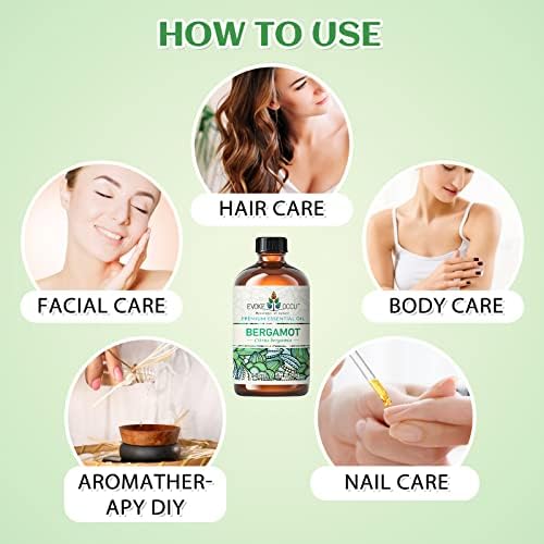 Óleo essencial de bergamota 4 oz, óleo de tea puro para massagem de massagem na pele Fabricação de vela de aromaterapia- 4 fl