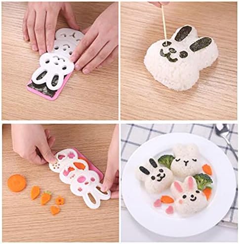 Molde de esfera de arroz cycy, fofo coelho sushi molde onigiri molde diy sushi ferramenta arroz bola molde para desenho animado em casa fofo bento almoço, rosa, 12x6 cm