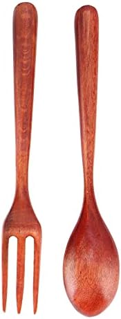 Wood Fork, 2pcs/conjunto de resistência ao calor Forek e colher utensílios de cozinha duráveis ​​para o escritório de restaurantes