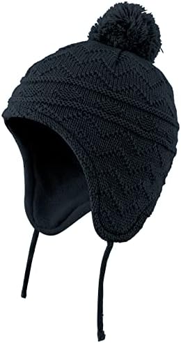 Connectyle criança meninos meninos fleece ladeado knit kids chapéu com chapéu de inverno earflap
