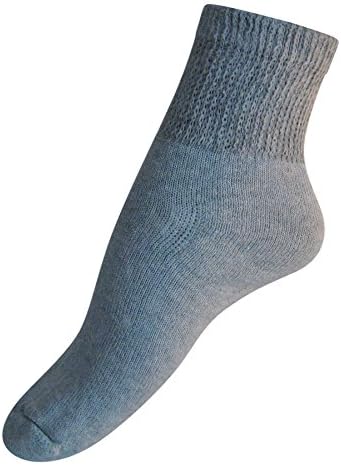 Diabetic Mens tornozelo meias king tamanho 13-15, cinza, fabricado nos EUA