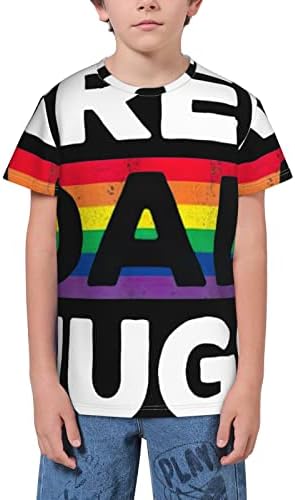 Papai livre abraça o mês do orgulho LGBTQ T- Shirt Short Rodty para meninos e meninas