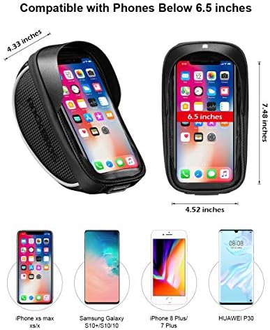 Rockbros Bike Mount Mount Bag Bike Florge Bolsa do guidão à prova d'água Caso de telefone de bicicleta de bicicleta Acessórios de bicicleta Bike Sensitive Touch Screen Compatível com iPhone 11 xs max xr 8 plus abaixo de 6,5