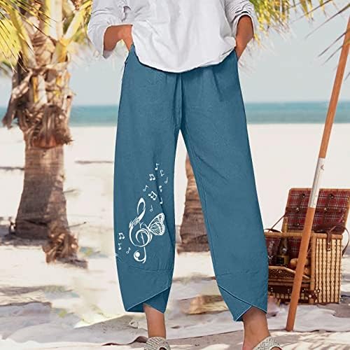 Ethkia calças curtas para mulheres casuais verão feminino casual parcial parcial cintura elástica algodão calça casual Tamanho da cintura