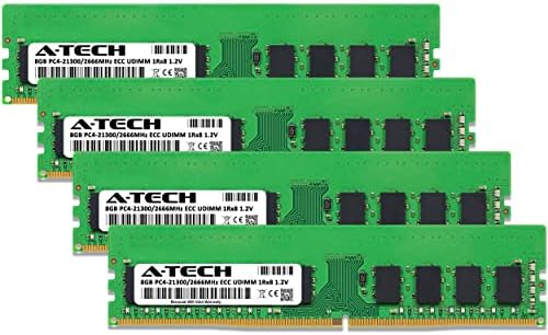 A-Tech 32GB Kit Memory RAM para supermicrox11ssh-tf-ddr4 2666mHz PC4-21300 ECC Udimm não sofrido 1RX8 1.2V-servidor