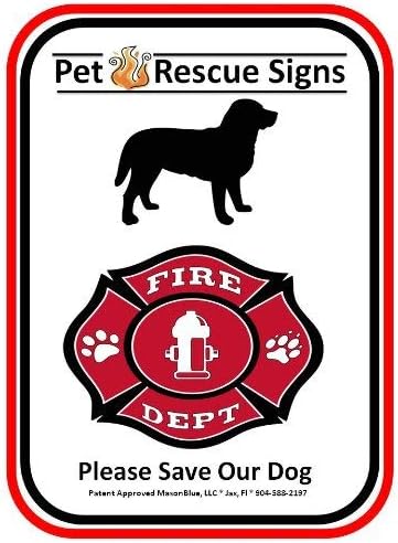 1 sinal de resgate de incêndio para animais de estimação, cão, sinal de alumínio, filme reflexivo, sinal de alerta de incêndio