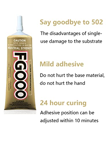 Cola adesiva de força multifuncional FGOOO, 50ml*3, atualize para substituir a pasta de colas industriais B-7000 para artesanato de strass, sapatos de roupa, tecido, jóias, telefones celulares, tablets