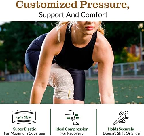 Premium Elastic Bandage Wrap - NEXSKL LATEX Free Athletic Athletic/Medical Compression Bandrages Hook & Loop Fastners em ambas