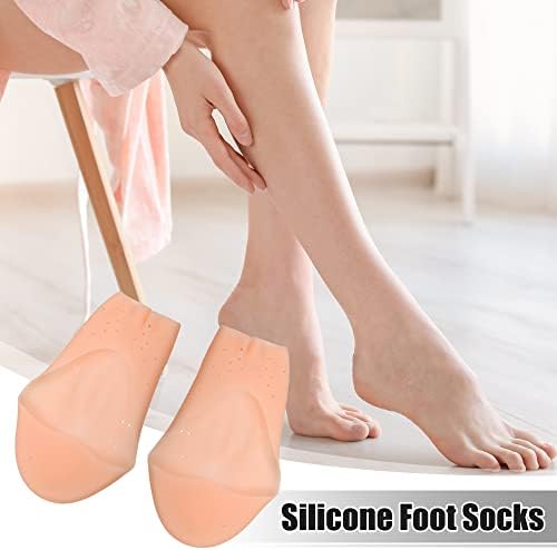 Vocoste 2 pares hidratantes meias de gel de um protetor de cuidados com os pés rachados, meias de silicone respiráveis, bege bege