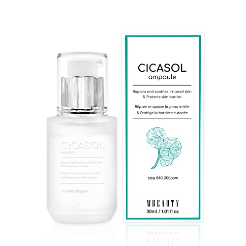W Beauty Cicasol soro 30ml 1,01 fl oz hidratante sérico de face calmante repetindo ampoule com 84% de soros cica para problemas, tratamento sensível à pele Koean Skincare