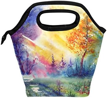 Lancheira de lancheira Vipsk praga de pintura florestal colorida, bolsas de almoço de piquenique à prova d'água de viagem ao