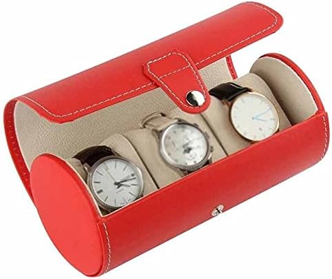 Assista Exibir caixa de presente Rolo de estojo 3 slot wristwatch colar jóia jóia pu de couro para caixa de armazenamento de armazenamento bolsa de viagem