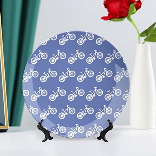 Bike Bycycle Pattern Placa decorativa Placa de cerâmica redonda Placa de China com exibição Stand para decoração de casamento de festa