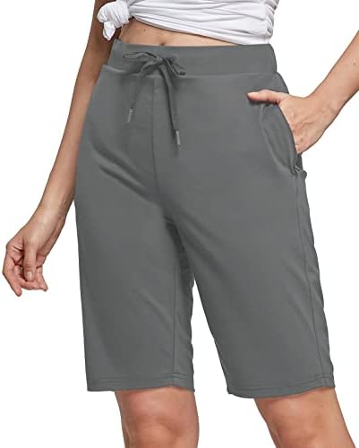 Bermuda short de 10 Baleaf Women Feminino com zíper para os bolsos para o verão casual