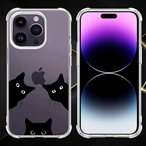 Bamowey Clear Case Compatível com o iPhone 14 Pro Max, Black Cats Padrão Case protetora da fonecase com tampa de choque de choque
